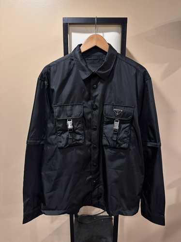 【希少❗️】PRADA ネイビー ポロシャツ　黒タグ　トリコロール　M 希少❗️】PRADA ネイビー ポロシャツ 黒タグ トリコロール M
