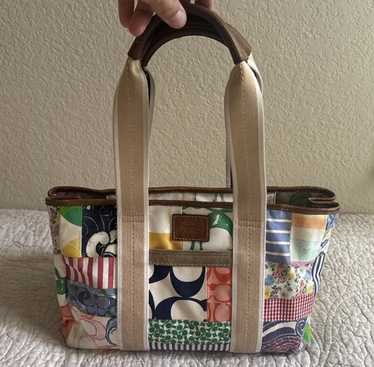 バッグ Coach Hampton Denim Patchwork Satchel COACH HAMPTON DENIM JEAN PATCHWORK SATCHEL 12216 $428