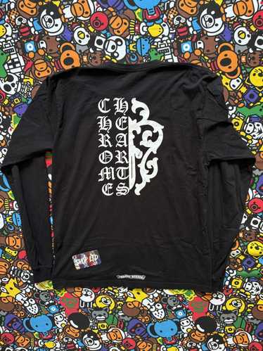 【Chrome Hearts】 Neck Script Logo Long Sleeve T-Shirt Black Chrome Hearts Dark Dagger Script Logo Long Sleeve T-Shirt