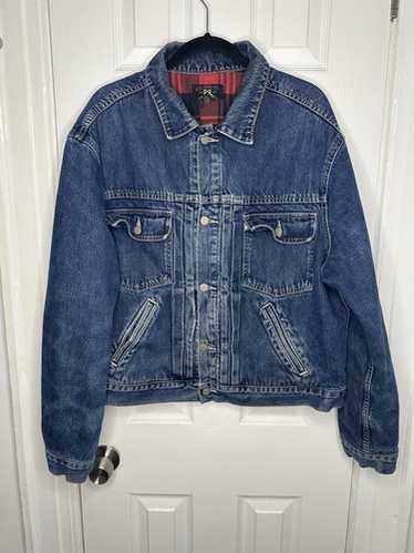 ジャケット・アウター Double RL Denim China Shirt Jacket RRL Double RL RALPH LAUREN Denim Jacket Made in USA three