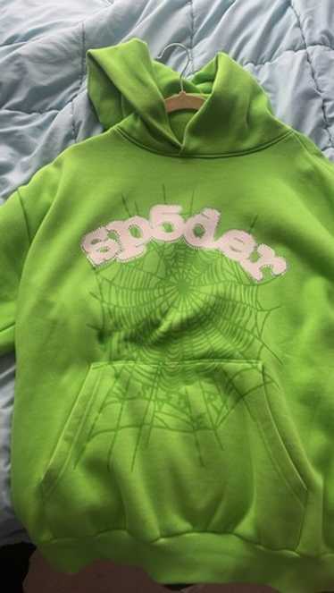■SP5DER■大人気 STAR AND WEB V2 パーカー スライムグリーン □SP5DER□大人気 STAR AND WEB V2 パーカー スライムグリーン