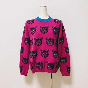 GUCCI❤︎猫セーター Gucci Pink Cotton Knit Mystic Cat Sweater M | eBay