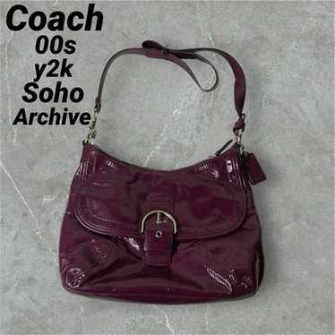 COACH y2k archive enamel hand bag black（coach archive