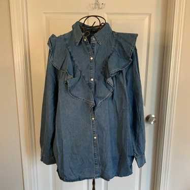 RUFFLE SNAP BUTTON UP TOP PLUS SIZE 4X - image 1