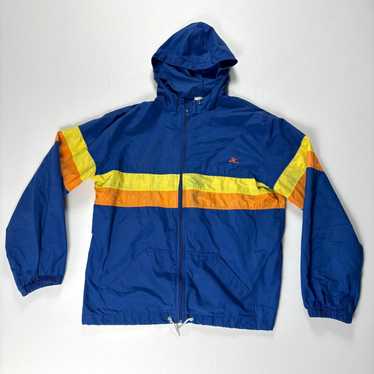 90s HOBIE フーディー　コットンナイロン Vintage 80 90's HOBIE USA Neon Yellow Aqua Blue PUFFY Logo