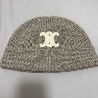 帽子 CELINE EMBROIDERED KNIT WOOL BEANIE Accessories | Celine Embroidered Knit Wool Beanie Off White