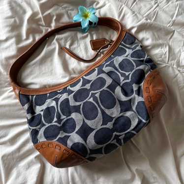 バッグ Coach Ergo Signature C Canvas Denim Bag Coach 12748 Ergo Signature C Canvas Denim Blue w/Leather