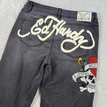 B40【W38】極太 Ed Hardy ブラックデニム ボタンフライ ドクロ刺繍 楽天市場】ED HARDY エド・ハーディー（素材（生地・毛糸
