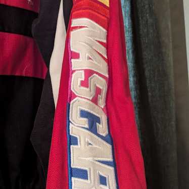 Source Unknown Red And White Varsity Bomber Jacket - image 1