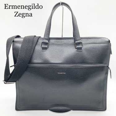Ermenegildo Zegna 2WAY レザーボストンバッグ ブラック Ermenegildo Zegna レザー 2way ボストンバッグ ブラック