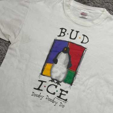 トップス Bud ICE T-shirt 90s XL vintage Vintage 1990s Bud Ice Beer Brewery White Graphic Shirt