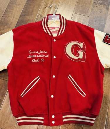 OLD GUESS　アメリカンチーム　袖レザー　刺繍　ヴァーシティージャケット Vintage guess varsity leather - Gem