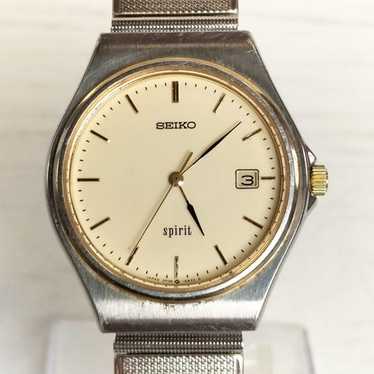 SEIKO  sprit  5p32  地味にカッコイイ 金文字盤 金属バンド Seiko Quartz 5P32-6000 Vintage Men's Watch base metal