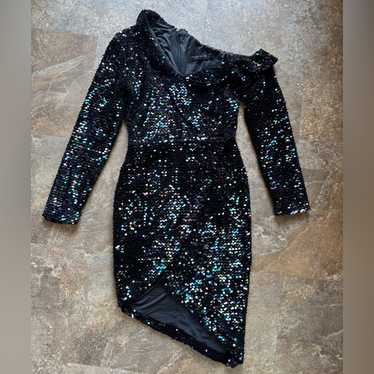 Black Velvet Sequin Dress - image 1