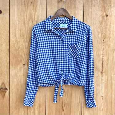 Rails Val Button Up Front Tie Blouse In Blue Ging… - image 1