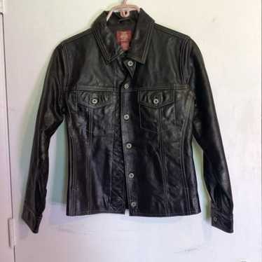 ジャケット・アウター 90s GAP leather coat Vintage GAP Leather Jacket Black Bomber Coat X-large Youth
