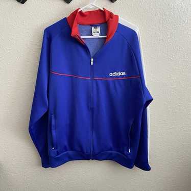 トップス adidas trackjacket made in France 70's Vintage Adidas tracksuit jacket trefoil 70s 1973 Blue Ventex