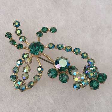 AUSTRIA ブロッチ　　ヴィンテージ　超美品　ブロッチ　希少 Vintage Made in AUSTRIA Gold Tone Black Flowers Crystals