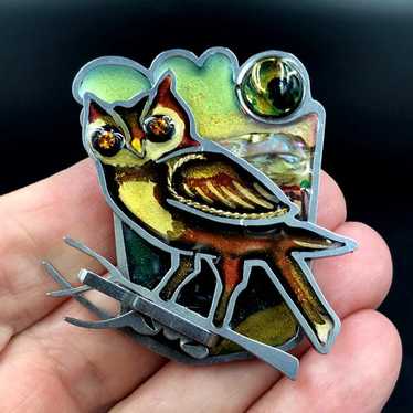 Vtg dorlan owl brooch - Gem