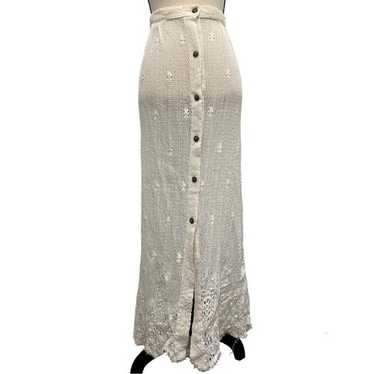 cream white lace mesh knit maxi skirt - image 1