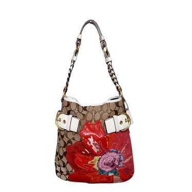 バッグ Vintage Coach Signature Hand Bag Flower COACH Signature Collection Handbag NEW with flower applique