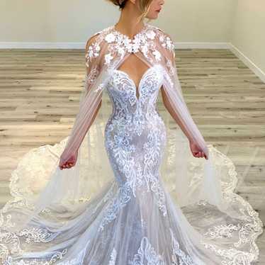 Elegant White Lace Wedding Cape - image 1
