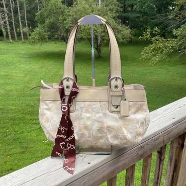 バッグ Coach Soho Optic Signature Hand Bag COACH Crystal Signature Jacquard Soho Bag 25 with Chain and