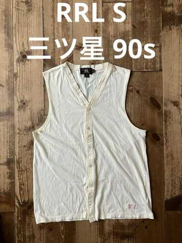 GQ293◇RRL : 90's USA製 三ツ星 リネンジレ ベスト◇M RRL(ダブルアールエル) 90's USA製 三ツ星デニムジャケット