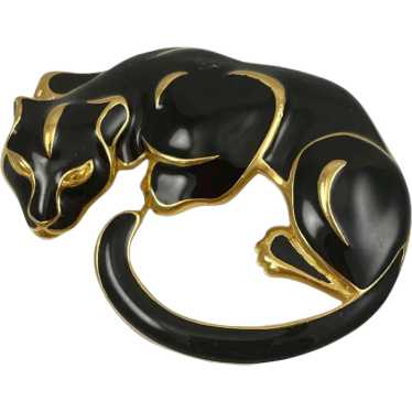 Panther 豹 エナメル ジルコニア vintage ブローチ ｄ02 Panther 豹 エナメル ジルコニア vintage ブローチ d02