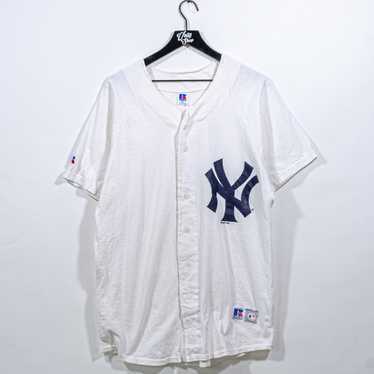 2003 RUSSELL ATHLETIC Yankees ベースボールシャツ VTG 90s Russell Athletic Yankees Jersey T Shirt Pinstripe