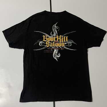 ビンテージ BOOTHILL SALOON Tシャツ L BIKE WEEK 黒 FABLIC MADE IN USA】90's BOOTHILL SALOON BIKE WEEK Print Tee