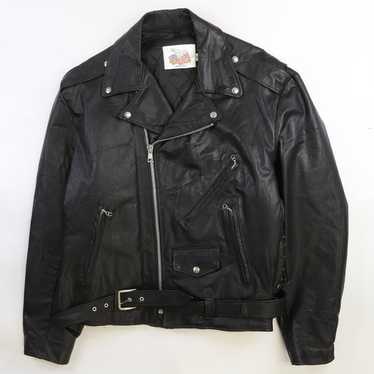 80s Excelled ライダース EMARジップ USA製 サイズ10 Vintage Excelled Men's Black Genuine Leather Motorcycle