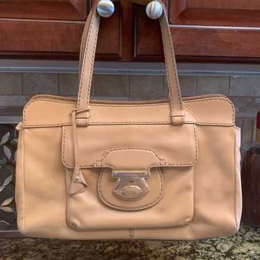 【関税＆送料込み】Tod'S 'T Vintage' Beige Leather Blend Sn Woman BEIGE T Timeless Shopping Bag in Leather Mini