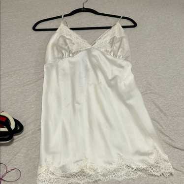 Elegant White Lace Trim Chemise - image 1