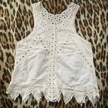 Elegant White Eyelet Lace Women's Top - image 1