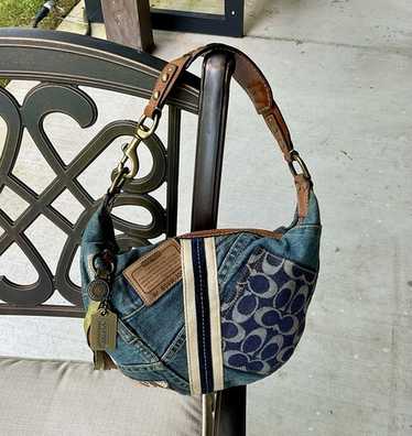 バッグ Coach Patchwork Denim Hobo Shoulder Bag Coach denim patchwork hobo - Gem