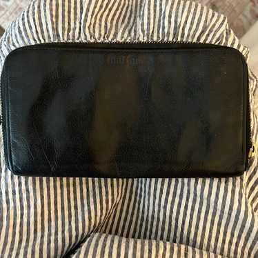 小物 MIUMIU Archive leather wallet black 90s Vintage miu miu wallet - Gem
