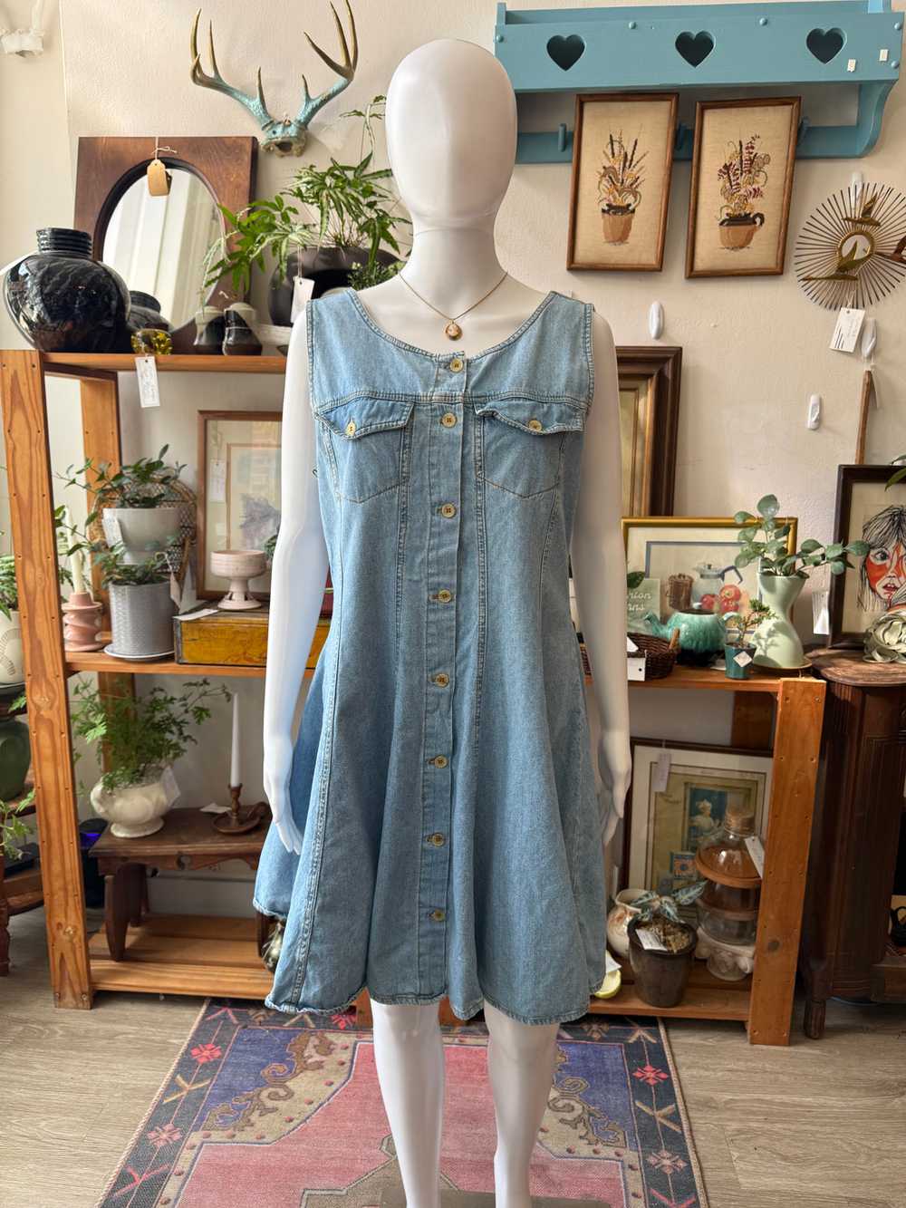 Light Wash Denim Mini Dress - image 1