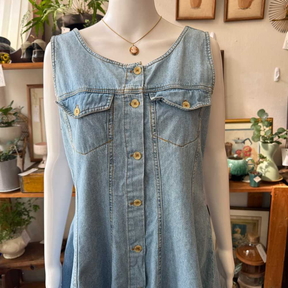 Light Wash Denim Mini Dress - image 2