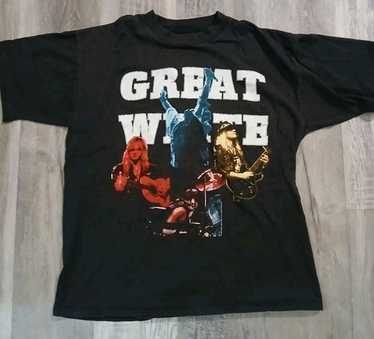 7SM1 【GREAT WHITE】グレートホワイト　ツアーTシャツ 古着 80年代 グレートホワイトミスタ ボーンハイウェイハンターツアー