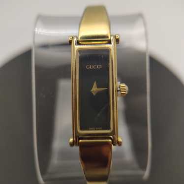 GUCCI 1500 L ゴールド ステンレススチール GUCCI 1500L Watch Gold Square Dial Swiss Rectangle Shell