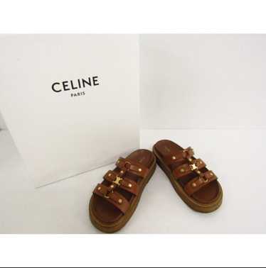 CELINE TIPPI slippers 関税込 スリッパ Tippi leather flip flops Celine Brown size 37 EU in Leather