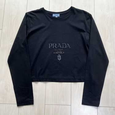 トップス PRADA SPORT Long Sleeve Cut Saw PRADA SPORT BLACK SQUARE NECK LONG-SLEEVE TOP - L – BAD MOUTH*