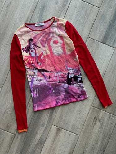 cop. copine アートプリント 長袖トップス The Cop Copine Kids Drawing Mesh Top - Etsy