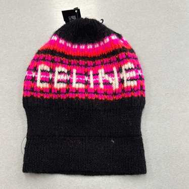 帽子 CELINE EMBROIDERED KNIT WOOL BEANIE Celine Paris Camel Beige Logo Cashmere Knit Wool Embroidered