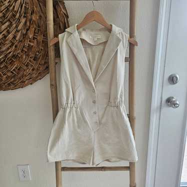 Cream Sleeveless Button-Up Romper - image 1