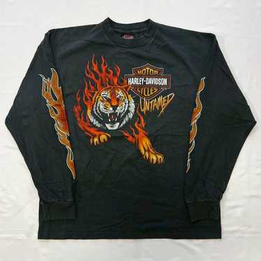 【悶絶フェード】90s HARLEY DAVIDSON フレイム エンブレムT 90s) harley davidson flame - Gem