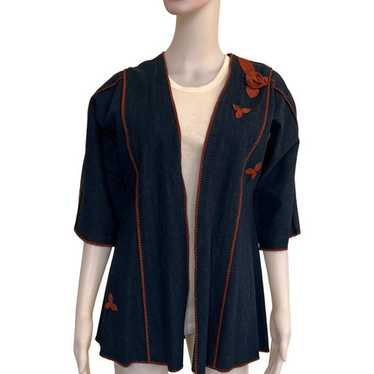 Vintage 1970s Above the Crowd Denim Open-Front Ja… - image 1