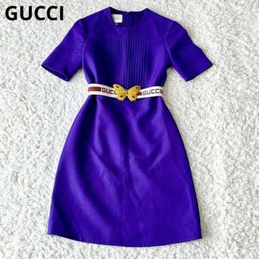 GUCCI★グッチ★素敵！ベルト付きPurple Plum Dress GUCCI - グッチgucciウール シルク ベルト ワンピース紫色サイズ