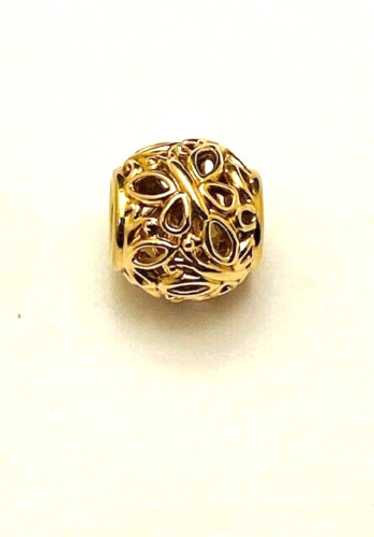 PANDORA Loving 14金ゴールド SILVA PANDORA 925 Silver & Genuine 14K Yellow Gold Logo Clasp